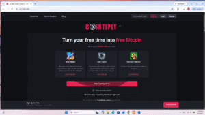 Cointiply homepage showing featured earning offers and sign-up options