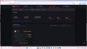 Cointiply Payment History showing a pending Bitcoin withdrawal awaiting email verification