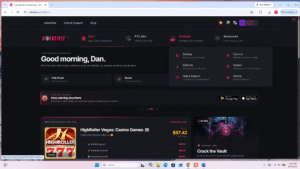 Cointiply welcome tutorial modal, step 1 of 9, on the new user dashboard