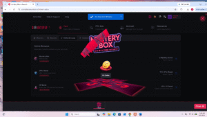 Cointiply Mystery Box reward animation showing a 50 coin win
