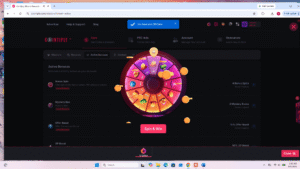 Cointiply Daily Spin bonus wheel with coin and multiplier prizes